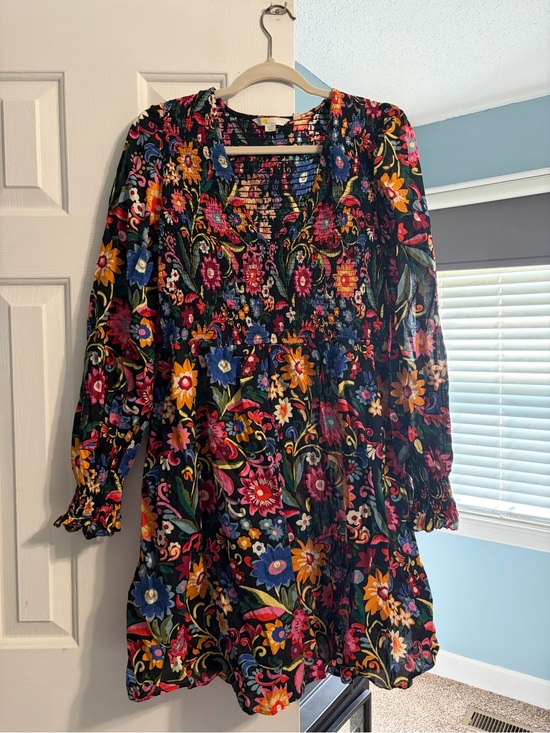 Boden Dresses & Skirts - Boden Floral Smocked Long-Sleeve Dress - Black Multicolor